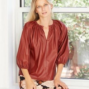 Who What Wear Faux Leather Burnt Red Shirt Size XS